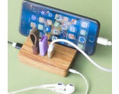 Portable  Wooden USB 2.0 3-Port Hub  with Stand for All Phones