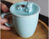 3D Cartoon Miniature Animal Coffee Cup Mug with Dog On Lid