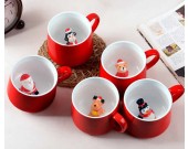 3D Cartoon Miniature Animal Santa Snowman Christmas Tree Figurine Ceramic Coffee Cup 