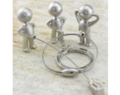 3pcs/Set  Little Boy  Keyring Keychain Silver