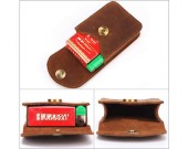 Classic Outdoor Men's Cowhide Leather Waist Pack Cigarette Storage Bag