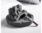 Classic industrial style concrete castle building ashtray