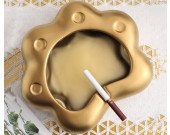 Cute cartoon golden cat paw ceramic ashtray