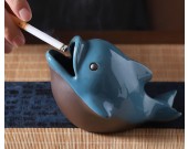 Cute little dolphin ceramic ashtray home decoration