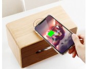 Brief wooden tissue box with mobile phone wireless charging