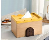 Fashion wooden small house castle tissue box home decoration idea