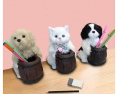 Cute realistic cat and dog office learning decoration pen holder