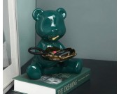 Cute dark green abstract bear storage tray Living room desktop pink decoration