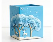 Exquisite blue dream jungle deer office organize pen holder