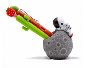 Cute cartoon astronaut with moon office desktop pen holder