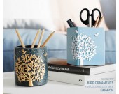 Brief large tree and bird desktop decoration storage art pen holder