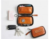 Classic Easy To Carry Handmade Leather Cowhide Key Bank Card Organizer Small Wallet