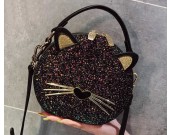 Cute bearded cartoon cat girl handbag shoulder bag