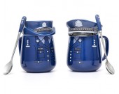 Creative blue police uniform ceramic mug gift cup