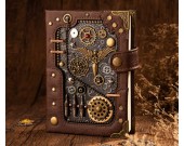 Creative Industrial Style Retro Steampunk Leather Notebook Handbook