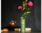 Pastoral green bamboo ceramic small vase