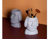 Abstract Easter Island Stone Man Organizes Storage Pen Holder