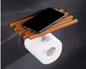 Wooden Roll Paper Holder Storage For Bathroom