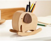 Cute Wooden Elephant Office Organize Storage Pen Holder