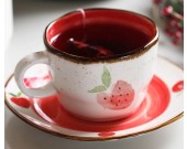 Beautiful pastoral red strawberry ceramic coffee cup