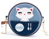 Simple and stylish kitten round canvas shoulder bag