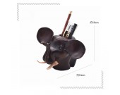 Cute Handmade Small Elephant Cowhide Leather Pen Holder