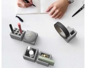 5pcs Concrete Stationery Bundle Set-  Pen Holder, Business Card Holder,Flower Pot,Paperclip holder