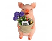 Art Creative Resin Pig Piggy Bank Pen Holder Flower Pot