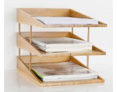 Bamboo Multi-Tier  Desk Organizer Tray Letter File Holder 