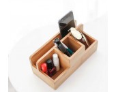 Wooden Desktop Storage Organizer/Remote Control Caddy Holder Wood Box Container for Desk, Office Supplies