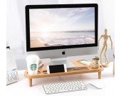 Wooden Computer Monitor Stand Riser With Desktop Storage Organizer 