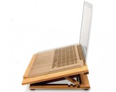 Adjustable Bamboo 11.6"~15.4" Laptop Cooling Fan Table Stand for Apple MacBook & Laptops 