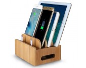  Bamboo Multi- Device Desktop Organizer  Charging Station For Smart Phones, Tablets and Laptops