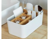 Bamboo Multifunction Office Supplies Storage Box Remote Control Holder Desk Organizer