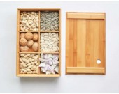  Bamboo Nuts Snacks Storage Box with Dividers