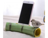 Bamboo Style Ceramic Speaker Sound Amplifier Stand Dock for SmartPhone