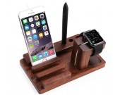 Bamboo Wooden Charge Dock Holder for Apple Watch & Docking Station Cradle Bracket for SmartPhones