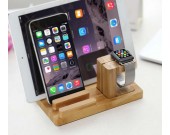 Bamboo Wood Charging Stand Bracket Docking Station For Apple Watch & iPhone 
