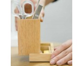  Bamboo Wood Desk Pen Pencil Holder 