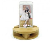 Bamboo Smartphone Cell Phone Charging Dock Speaker Amplifier Megaphone Holder Stand for iPhone 