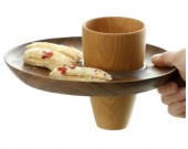 Black Walnut Wood Bread Serving tray with Drink Cup