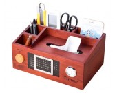 Bamboo Wood Multi-Function Desktop Tissue Box Cover Perpetual calendar Remote Control Holder Storage Box