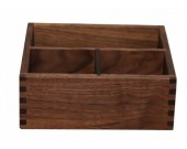 Black Walnut Wooden 3 Compartment Desk Organizer Pen Pencil Holder/Remote Control Holder Organizer 