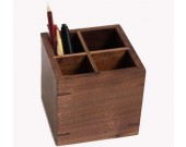 Black walnut Wooden 4 Compartments Desktop Storage Organizer Pen Pencil Holder 