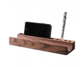 Black Walnut Wooden Business Card Holders Wooden Desk Office Organizer Display Stands Pen Pencil Holder 