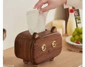 Black Walnut Wooden Decorative Cat Shape Tissue Box