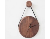 Black Walnut Wooden Wall Clock with Rope Hanger