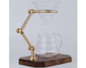 Brass & Wooden Pour Over Drip Coffee Maker Dripper Stand,Black Walnut Base