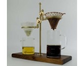 Simple Black Walnut Base Brass Pour Over Drip Coffee Maker Dripper Stand