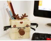 Cartoon Wooden Pen Holder With Eyeglasses Holder